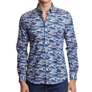 Paisley & Gray Men's Blue and White Patterned Shirt